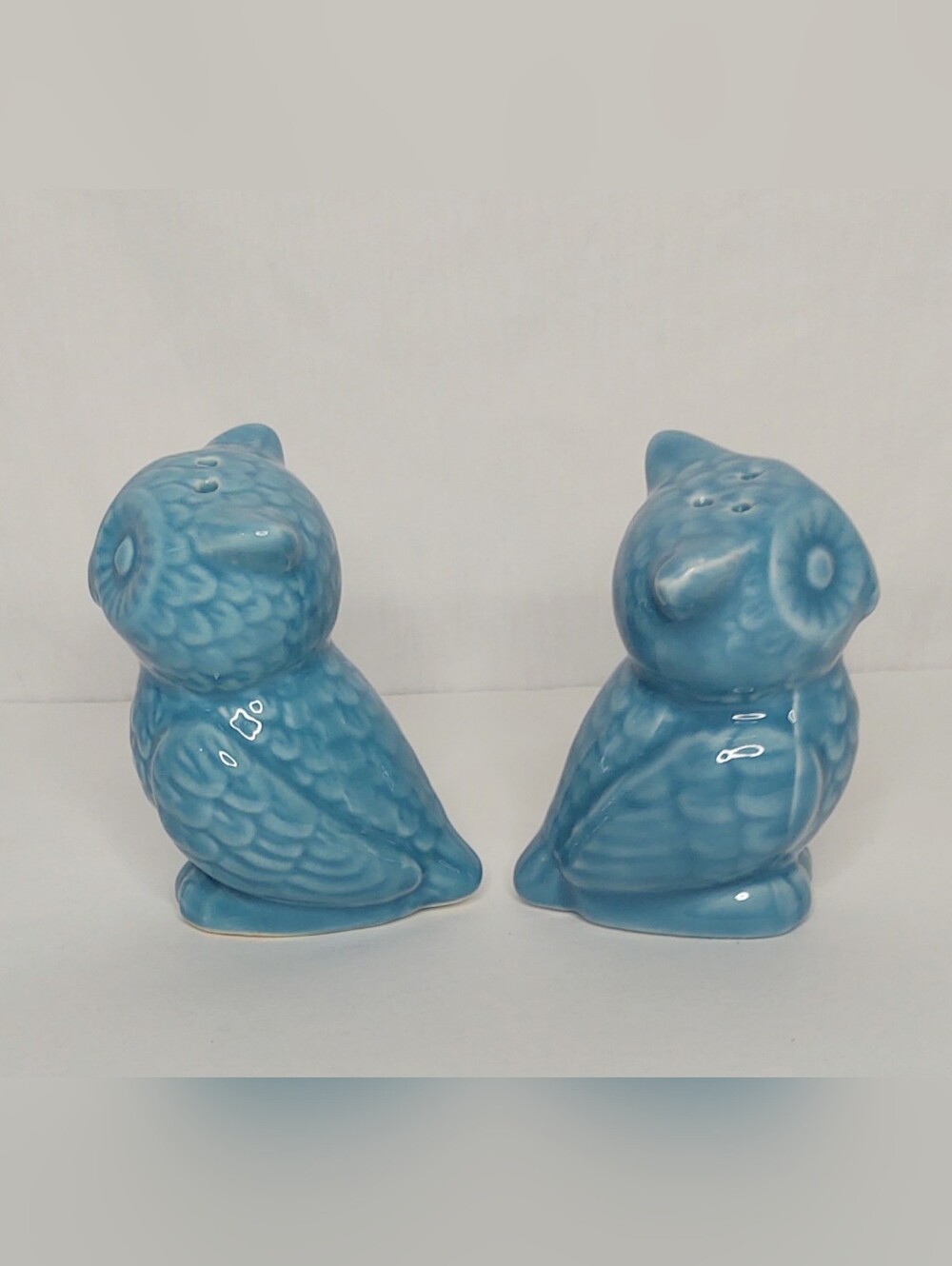 Ceramic Blue Owl Salt & Pepper Shaker Set - Picture 4 of 9